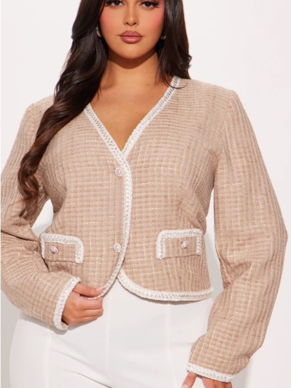 Timeless Beauty Tweed Blazer Top